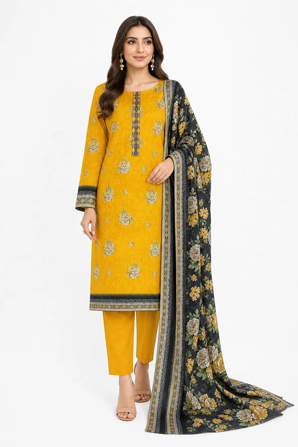 Stitched 3-Piece Khaddar Suit | Noor-E-Bano Winter Collection