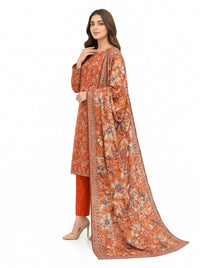 Stitched 3-Piece Khaddar Suit with Khaddar Dupatta - Noor-E-Bano