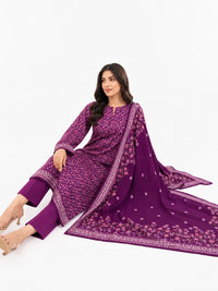 Unstitched 3-Piece Printed Khaddar Suit - Noor-E-Bano
