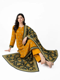 Unstitched 3-Piece Printed Khaddar Suit - Noor-E-Bano