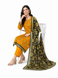 Unstitched 3-Piece Printed Khaddar Suit - Noor-E-Bano