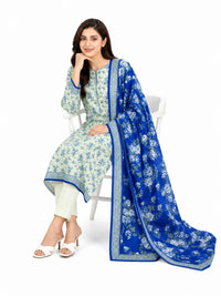 Unstitched 3-Piece Printed Khaddar Suit - Noor-E-Bano