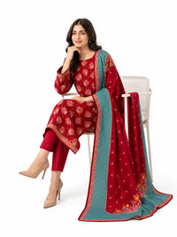 Unstitched 3-Piece Printed Khaddar Suit - Noor-E-Bano