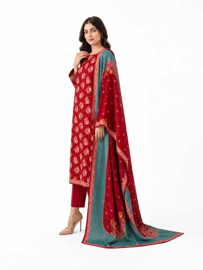Unstitched 3-Piece Printed Khaddar Suit - Noor-E-Bano