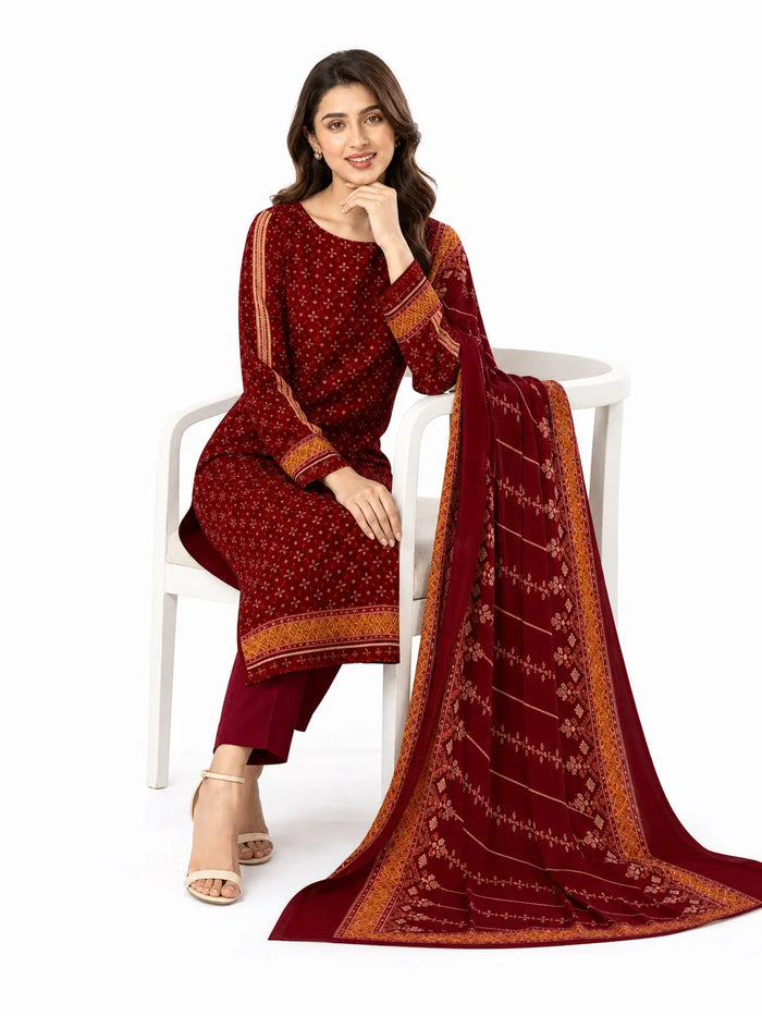 Unstitched 3-Piece Printed Khaddar Suit - Noor-E-Bano