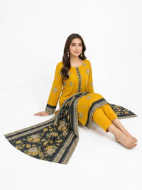 Stitched 3-Piece Khaddar Suit with Khaddar Dupatta - Noor-E-Bano