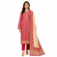 Unstitched 3-Piece Printed Khaddar Suit - Noor-E-Bano