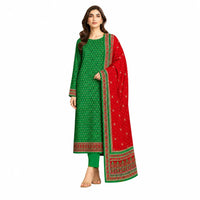 Unstitched 3-Piece Printed Khaddar Suit - Noor-E-Bano