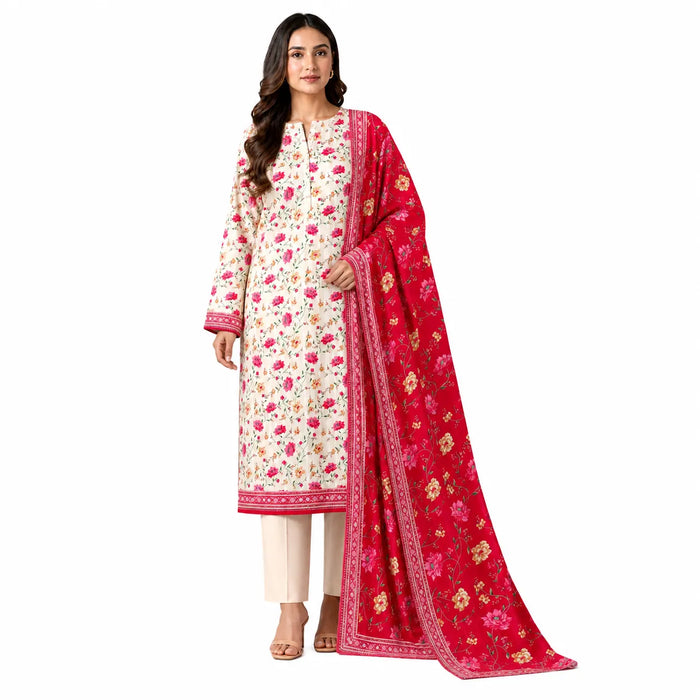 Elegant 3-piece Pure kaddar  suit by Noor-E-BanO