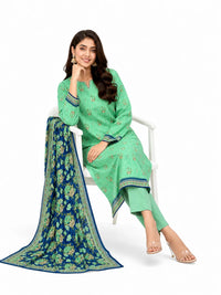 Unstitched 3-Piece Printed Khaddar Suit - Noor-E-Bano
