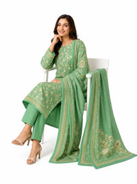 Unstitched 3-Piece Printed Khaddar Suit - Noor-E-Bano
