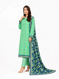 Unstitched 3-Piece Printed Khaddar Suit - Noor-E-Bano
