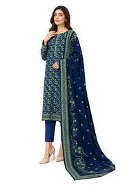 Unstitched 3-Piece Printed Khaddar Suit - Noor-E-Bano