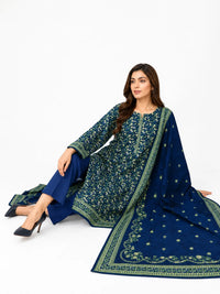 Unstitched 3-Piece Printed Khaddar Suit - Noor-E-Bano