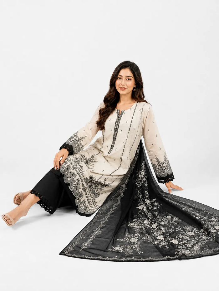 Elegant 3-piece Pure Lawn suit by Noor-E-BanO