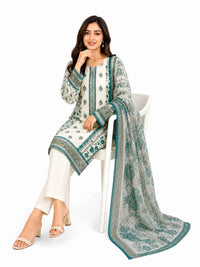 Stitched 3-Piece Lawn Suit with Wile Dupatta - Noor-E-Bano
