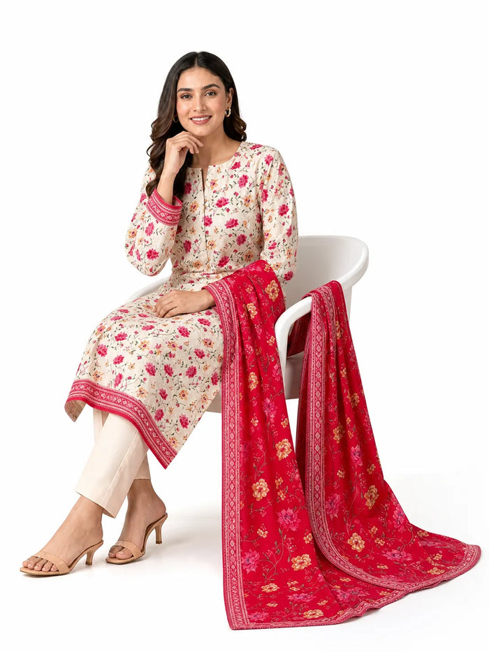 Elegant 3-piece Pure kaddar  suit by Noor-E-BanO