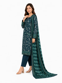 Stitched 3-Piece Lawn Suit with Wile Dupatta - Noor-E-Bano