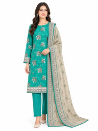 Stitched 3-Piece Khaddar Suit with Khaddar Dupatta - Noor-E-Bano