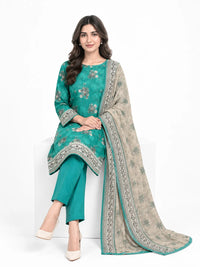 Stitched 3-Piece Khaddar Suit with Khaddar Dupatta - Noor-E-Bano