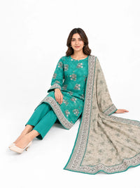 Stitched 3-Piece Khaddar Suit with Khaddar Dupatta - Noor-E-Bano