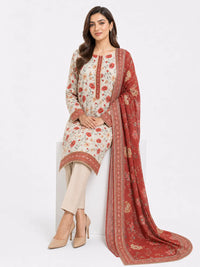 Stitched 3-Piece Khaddar Suit with Khaddar Dupatta - Noor-E-Bano