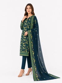 Stitched 3-Piece Khaddar Suit with Khaddar Dupatta - Noor-E-Bano