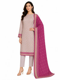 Unstitched 3-Piece Printed Khaddar Suit - Noor-E-Bano