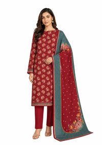Unstitched 3-Piece Printed Khaddar Suit - Noor-E-Bano