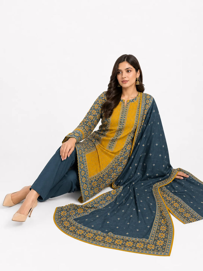 Stitched 3-Piece Khaddar Noor-E-Banoo Winter Collection