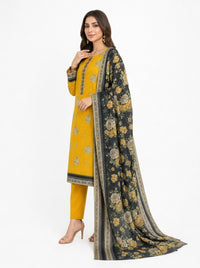 Stitched 3-Piece Khaddar Suit with Khaddar Dupatta - Noor-E-Bano